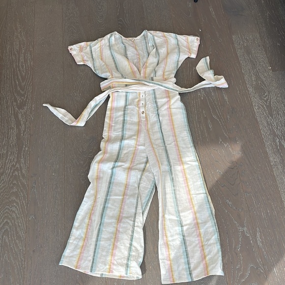 Dream Weaver Tie Front Stripe Jumpsuit - Picture 2 of 2